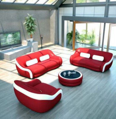 Ensemble de canapés Siège Cuir Design XXL Rembourrage Canapé Set Suite 3+2 Places