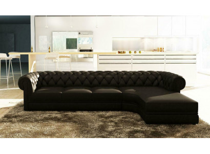 Siège d'angle classique en cuir pour un salon de suite Chesterfield en cuir.