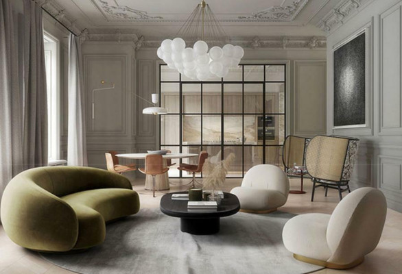 Canapé design Canapé Lounge Canapés Velours Canapé 3 places Tissu Club Arrondi Mobilier d'angle Suite