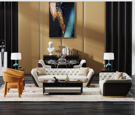 Canapé 3 places Canapé Paysage de vie Suite Deco Design Moderne Siège de canapé