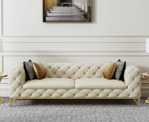 Canapé Chesterfield Canapé Rembourrage 3 Places Canapés Siège Suite Canapés Blanc