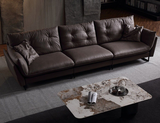 Canapé Canapés 4 places Canapés Cuir synthétique de luxe grand Rembourrage 260cm Meubles design