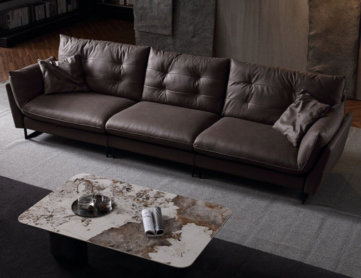 Canapé Canapés 4 places Canapés Cuir synthétique de luxe grand Rembourrage 260cm Meubles design