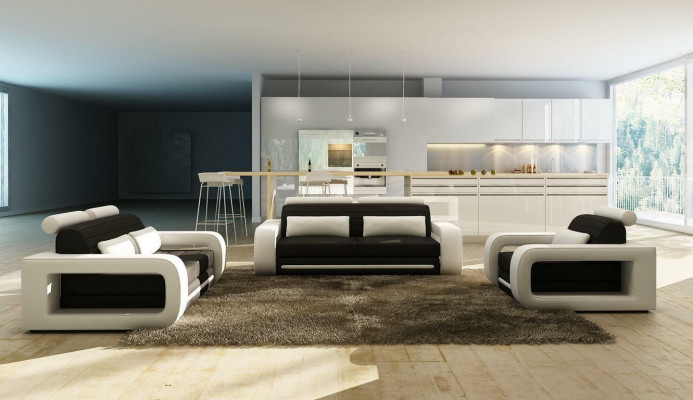 Canapé en cuir Canapé Canapé paysager 3+2 places Design Canapé moderne Ensemble de canapés