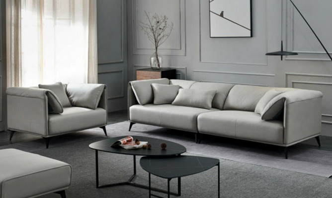Salon Canapés Canapés Rembourrage 4 places Gris Design Xxl Grand Canapé