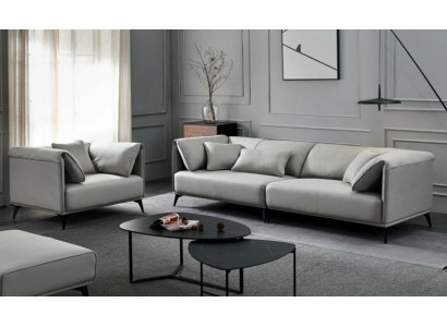 Salon Canapés Canapés Rembourrage 4 places Gris Design Xxl Grand Canapé
