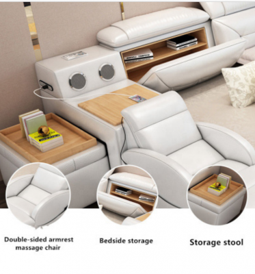 Lit double en cuir de design de luxe Lit rembourré Lits USB Multifonctionnels pour hôtel