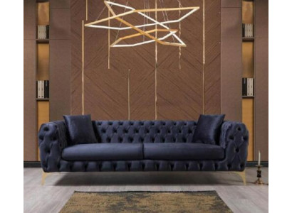 Canapé trois places Chesterfield de luxe Canapé trois places Bleu Canapés Velours Canapé neuf