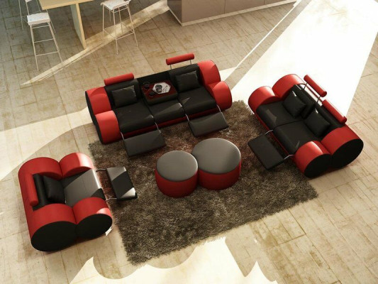 Canapé convertible 3 places en cuir de designer Ensemble de canapés rembourrés Sofas Couches