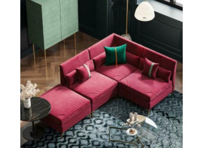 Paysage vivant Canapé d'angle en forme de L Relax Velours Bois massif Siège Design Canapé Lounge neuf