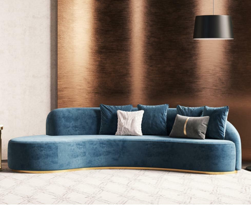 Canapé en velours 4 places en tissu d'ameublement moderne siège relaxant de luxe canapé d'angle rond nouveau