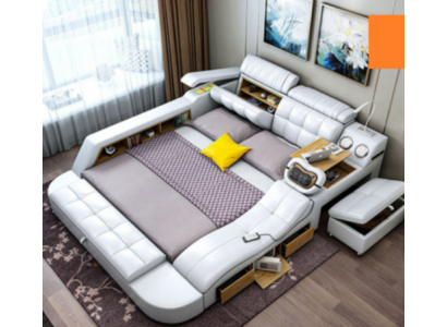 Lit multifonction - Coffre-fort - Chaise longue chauffante - USB - Lits doubles avec son