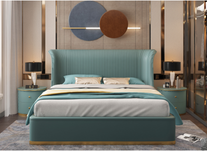 Chambre de luxe Lit Lit double Textile Bois Cuir Literie Lits 180x200 neufs