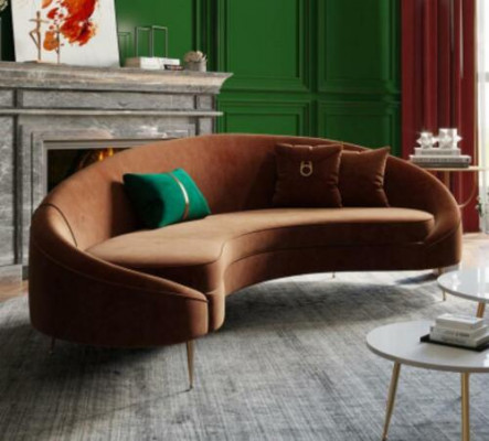 Canapé d'angle 3 places en velours Rembourrage Moderne Relaxation Grand coin salon de meubles de luxe