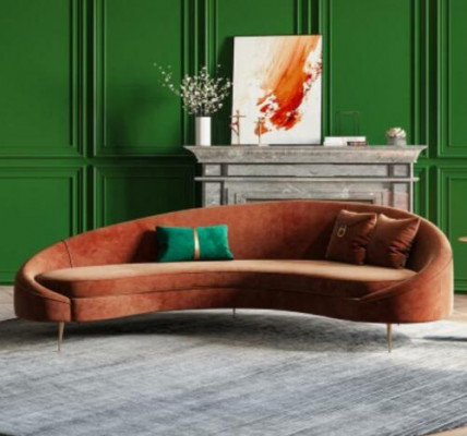 Canapé d'angle 3 places en velours Rembourrage Moderne Relaxation Grand coin salon de meubles de luxe