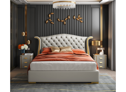 Chambre de luxe Lit double Lit 150/180x200cm Lits d'hôtel Cuir