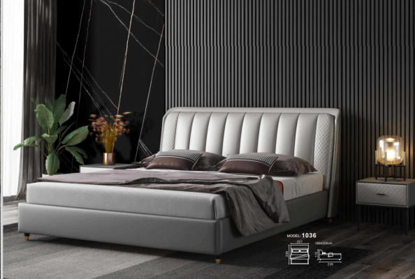 Lit design Lit Chambre Lits Textile Cuir Hôtel Luxe Rembourrage XXL Grand Bois