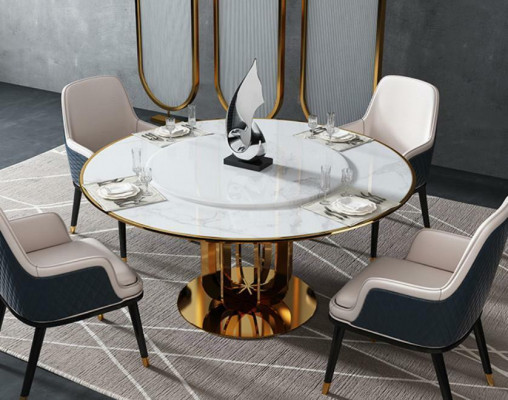 Table ronde de luxe Table ronde Tables de design en acier inoxydable Mobilier Table à manger Salle à manger nouvelles tables