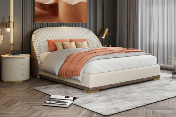 Designer Lit Double Lit Hôtel Luxe Chambre Cuir 150/180x200cm