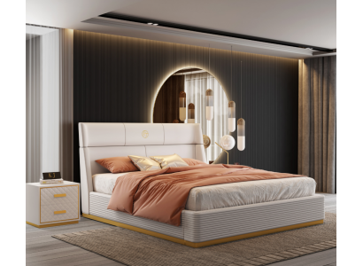 Lit design moderne xxl Lits doubles Textile hôtelier 150 180x200cm