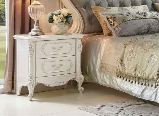 Chambre Table de chevet Lit 6 pièces. Ensemble de chambre Coiffeuse Bois massif