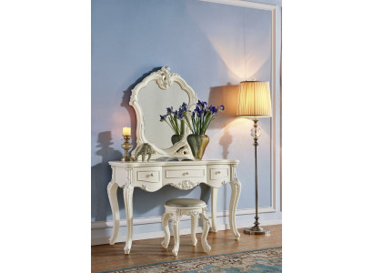 Coiffeuse avec Console miroir Commode Chambre de luxe Baroque