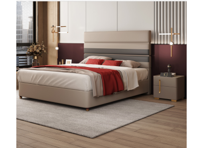 Revêtement en cuir Lit Lits Hôtel Luxe Designer Double Mariage Chambre Beige