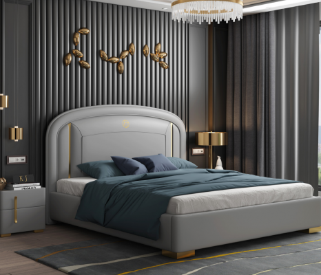 Lit design moderne 180x200 en velours métallique Lits d'hôtel double mariage sommeil.