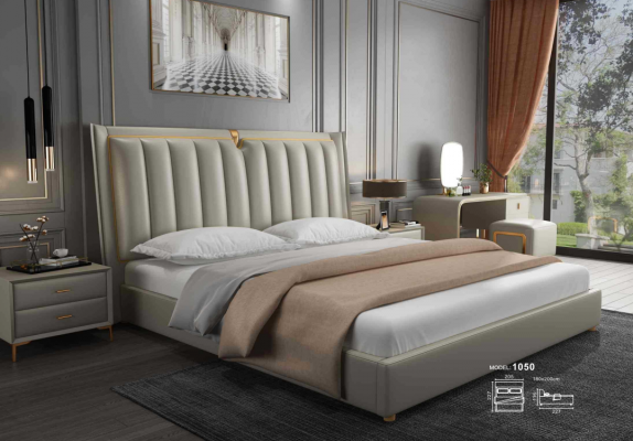 Lit de luxe Lit rembourré en cuir Chambres à coucher Lits 180x200cm Lit double