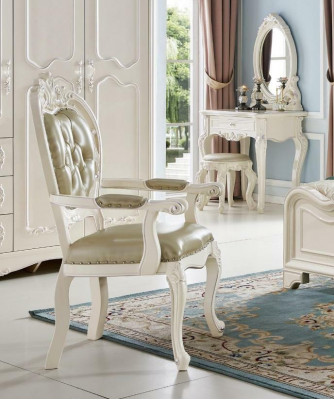 Chaise Chesterfield classique beige style baroque monoplace chaise exclusive en cuir
