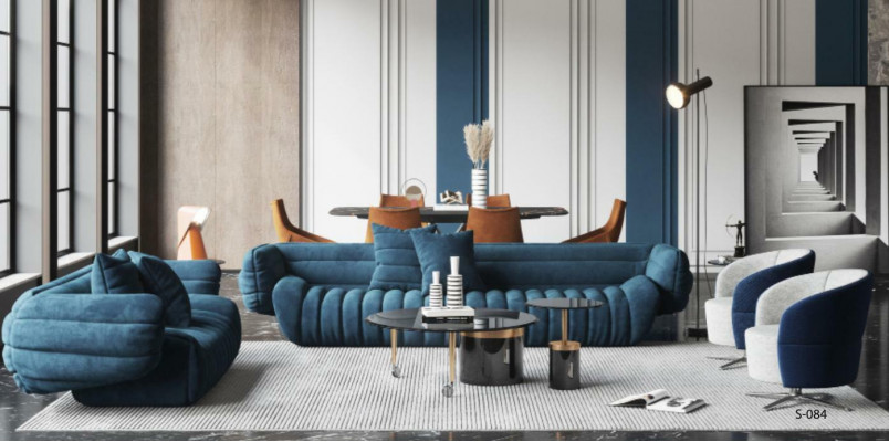 Canapé en velours 2 places Living paysage Bois massif Siège relax Design Canapé Lounge