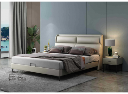 Lit double de luxe de haute qualité avec un design d'ameublement en cuir textile pour hôtel de mariage.