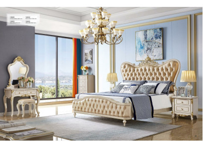 Chambre Mobilier Lit 2 Tables de chevet 5 pièces Classique s Noble Bois massif