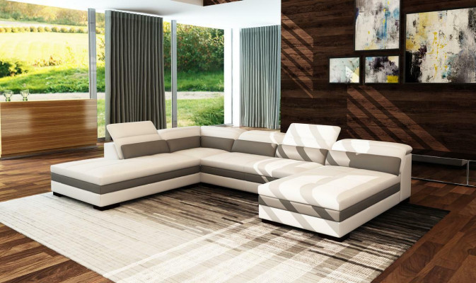 Canapé en cuir Canapé Paysage vivant Canapé d'angle Suite d'angle Design Canapé moderne 5127