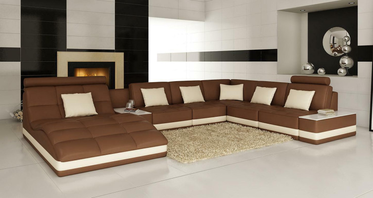 Coin salon Bix XXL Paysage de vie Canapé d'angle en cuir rembourré Suite en U