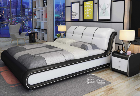 Lits doubles, lit royal, chambre à coucher, meubles de style italien de luxe 180x200cm