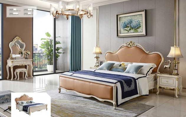 Table de chevet Design Lit 5 pcs. Ensemble de chambre Dressing en bois massif