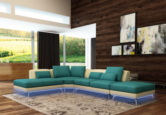 Canapé en cuir Canapé Canapé d'angle Suite de coin Design Canapé moderne 5111