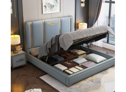 Design de rembourrage de lit de luxe Lits métalliques lits doubles Mariage Dormir Chambre en cuir