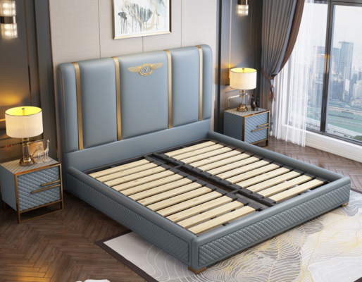 Design de rembourrage de lit de luxe Lits métalliques lits doubles Mariage Dormir Chambre en cuir