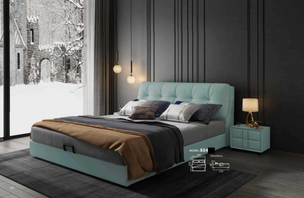 Lit design 180x200 Lits en cuir en métal Chambre double de luxe Mariage