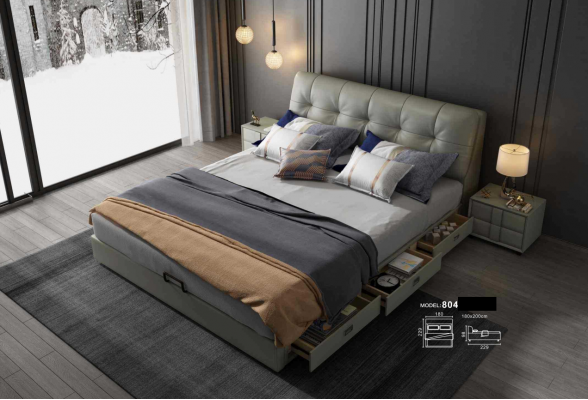 Lit design 180x200 Lits en cuir en métal Chambre double de luxe Mariage