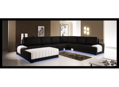 Rembourrage Cuir Canapé Sofa Canapé Coin Suite U-forme XXL Grand