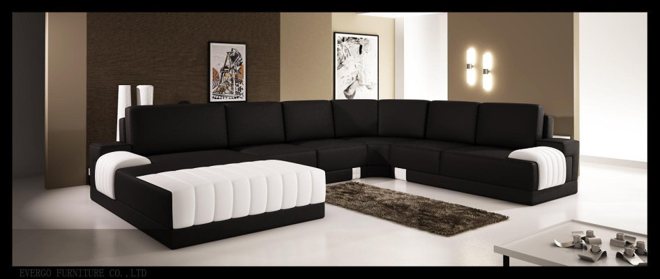 Rembourrage Cuir Canapé Sofa Canapé Coin Suite U-forme XXL Grand