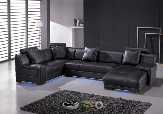 Canapé en cuir canapé salon paysage canapé d'angle suite de coins design moderne décoration