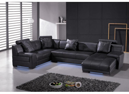 Canapé en cuir canapé salon paysage canapé d'angle suite de coins design moderne décoration