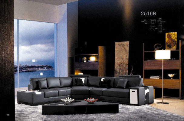 Canapé en cuir Canapé Paysage de vie Canapé d'angle Ensemble d'angle Design Moderne