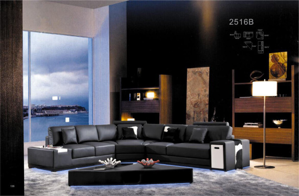 Canapé en cuir Canapé Paysage de vie Canapé d'angle Ensemble d'angle Design Moderne