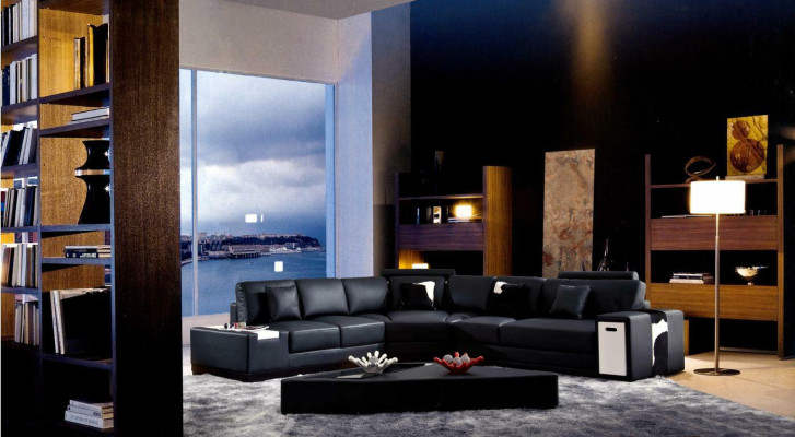 Canapé en cuir Canapé Paysage de vie Canapé d'angle Ensemble d'angle Design Moderne