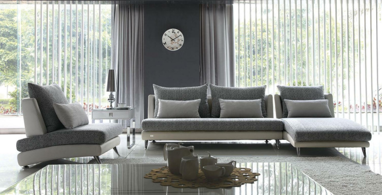 Canapé d'angle moderne design Rembourrage Salon Suite 155x390cm Tissu Canapé d'angle